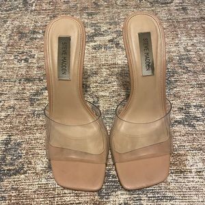 Steve Madden clear and nude heels